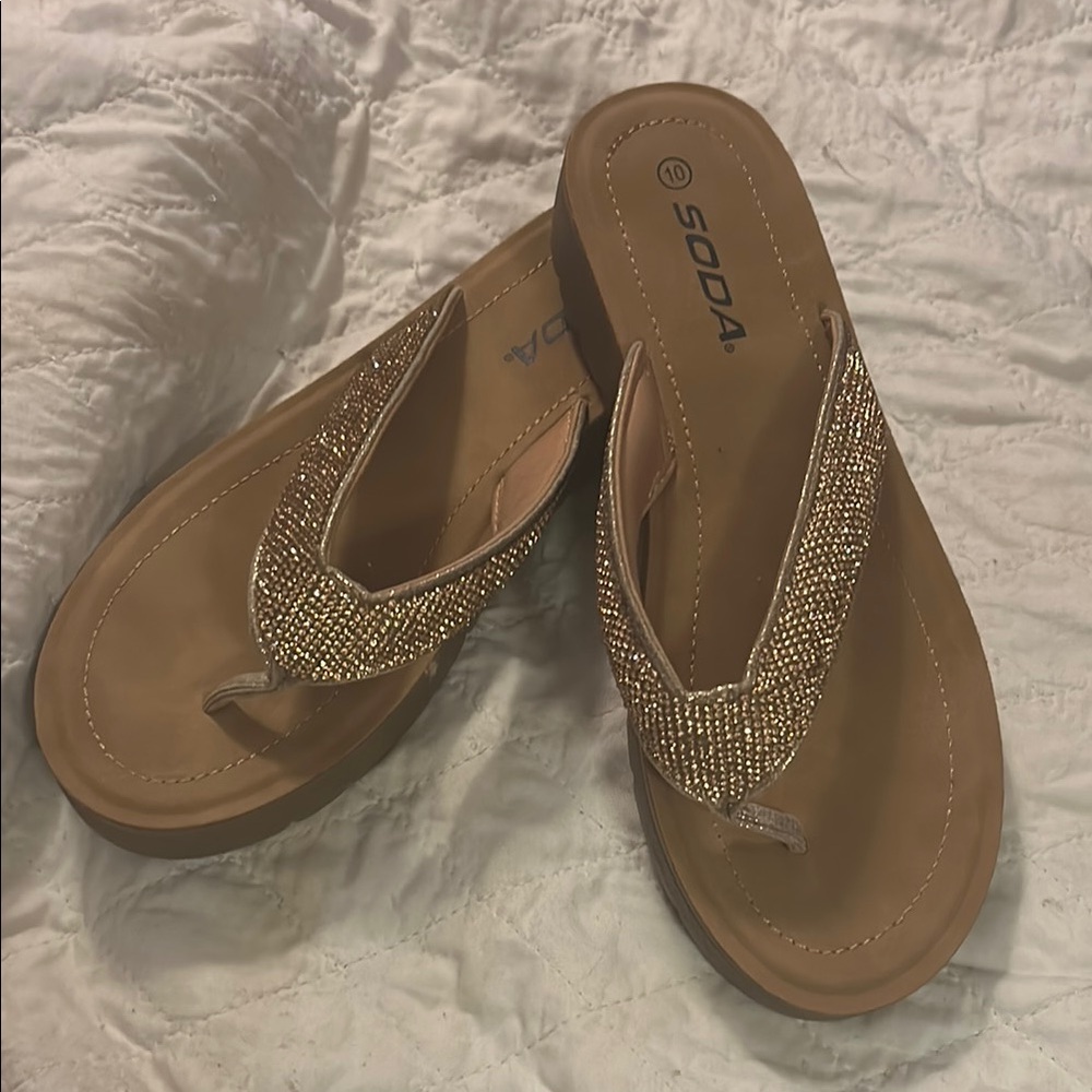 Soda  New Rose  Gold Embellished Sandals with Sparkling Straps‎ - Picture 3 of 7